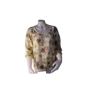 Massini Womens Floral Print Blouse Size Medium 3/4 Sleeve New With Tags Career